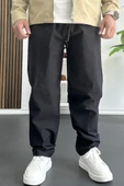 Erkek Beli Lastikli Baggy Rahat Pantolon Siyah Edw359 - 1