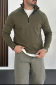 Erkek Yarım Fermuarlı Sweatshirt Yeşil Edw212 - 1