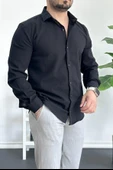 Erkek Krinkıl Kumaş Gömlek Siyah Edw362 - 2
