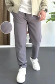 Erkek Beli Lastikli Gofre Kumaş Jogger Pantolon Füme Edw358 thumbnail 1
