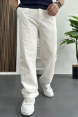 Erkek Rahat Kalıp Keten Pantolon Beyaz Edw266 - 1