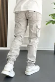 Erkek Paçası Lastikli Kargo Cepli Pantolon Taş Rengi Edw353 thumbnail 4