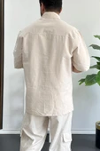 Erkek Oversize Büyük Kalıp Pamuklu Kumaş Krem edw363 - 5