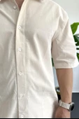 Erkek Oversize Büyük Kalıp Pamuklu Kumaş Krem edw363 - 4