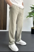 Erkek Beli Düğmeli Baggy Kalıp Pileli Pantolon Yeşil Edw357 - 3