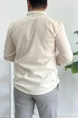Erkek Krinkıl Kumaş Gömlek Krem Edw362 - 3