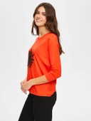 Kadın Önü Çiçek Dantel Aplikeli Yuvarlak Yaka T-Shirt Faik Sönmez thumbnail 9