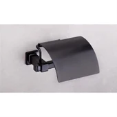 Orkide Mat Siyah Oval Kapaklı Tuvalet Kağıtlığı - 1