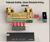 Antrasit Dijital Led Işıklı Fonksiyonel Tepe Duşlu Piyano Sürgülü Duş ve Batarya Takımı - 2