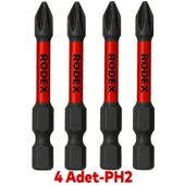 Mıknatıslı Bits Uç Ph2 50 mm Vida Sökme 5 Cm Yıldız Matkap Vidalama Ucu S2 Çeliği 4 Adet - 1