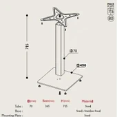 Ortadan Tablalı Kare Tip Masa Ayağı Mat Siyah Ağırlık Tabanlı 70-450 Mm - 3