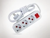2 Metre Kablolu Anahtarlı 3 Lü Topraklı Grup Priz - 1