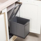 Antrasit Dolap İçi Raylı Mat Siyah Çöp Kovası 16 Litre Otomatik - 1