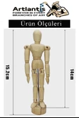 Ahşap İnsan Modeli 14 cm 1 Paket İnsan Figürlü Ahşap Model Manken Resim Ressam Eğitimi Tahta Adam Kukla Stilist - 3
