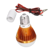 Akü Pensli 4 Metre Kablolu 12 V Tasarruflu Seyyar Led Ampul 5W Lamba Anahtarlı Aydınlatma Beyaz Işık - 6