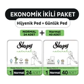 Sleepy Natural Ultra Hassas Hijyenik Ped Normal 24'Lü + Günlük Ped Normal 40'Lı thumbnail 1