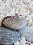 Papyon Fiyonk Model Pembe Taşlı Ayarlanabilir Silver Renk Çelik Yüzük - 1