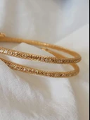 Akordiyon Sarmal Model Gold Renk Kumlu Hasır Tel Bileklik - 2