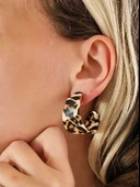 Leopar Suni Deri Halka Model Küpe - 4