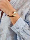 Çapraz Gold Molted Kelepçe Çelik Bileklik thumbnail 3