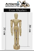 Ahşap İnsan Modeli 30 cm 1 Paket İnsan Figürlü Ahşap Model Manken Resim Ressam Eğitimi Tahta Adam Kukla Stilist - 3