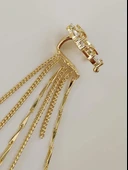 Yıldız Zirkon Taşlı Model Kıkırdak Sağ Kulak Gold Renk Küpe - 2