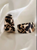 Leopar Suni Deri Halka Model Küpe - 2