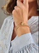 Üçlü Yonca Model Zirkon Taşlı Kelepçe Bileklik thumbnail 1