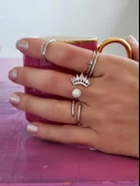 Damla İnci Model Ayarlabilir Silver Renk Yüzük - 5