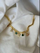 Renkli Baget Figürlü Gurmet Model Gold Renk Çelik Bileklik thumbnail 1