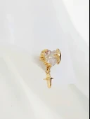 Bombeli Kalp Yıldız Model Kıkırdak Piercing Tragus Helix Altın Gold Renk Küpe - 3