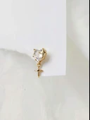 Bombeli Kalp Yıldız Model Kıkırdak Piercing Tragus Helix Altın Gold Renk Küpe - 1