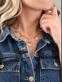 Güneş İnci Firuze Taş Model Charmlı Yaz Beach Plaj Tatil Kolye 46cm thumbnail 3