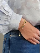 Renkli Baget Figürlü Gurmet Model Gold Renk Çelik Bileklik thumbnail 3