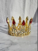 Pasta Tacı Doğum Günü Tacı Kraliçe Kral Tacı Brithday Tacı Kına Düğün Tacı Üçgen Gold Kırmızı Gümüş Kaplama 7cm thumbnail 3