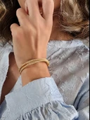 Akordiyon Sarmal Model Gold Renk Kumlu Hasır Tel Bileklik - 4