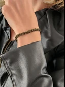 Zırh Örgü Model Çelik Zincir Dokuma Siyah Bileklik El Yapımı thumbnail 2