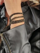 Zırh Örgü Model Çelik Zincir Dokuma Siyah Bileklik El Yapımı thumbnail 5