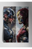 Civil War Captain Amerika İron Man Marvel - Metal Poster Tablo thumbnail 1