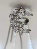 Yıldız Zirkon Taşlı Model Kıkırdak Sağ Kulak Gümüş Renk Küpe - 2