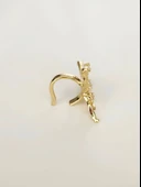 Kelebek Model Sıkıştırmalı Kıkırdak Gold Renk Sol Kulak Küpe - 4