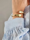 Çapraz Gold Molted Kelepçe Çelik Bileklik thumbnail 2