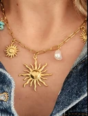 Güneş İnci Firuze Taş Model Charmlı Yaz Beach Plaj Tatil Kolye 46cm thumbnail 2