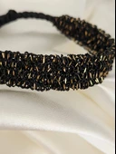 Zincir Dokuma Kordon El Yapımı Otantik Siyah Gold Renkli Bileklik - 4