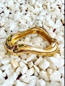 Dalgalı Asimetrik Model Bombeli Gold Molted Kelepçe Çelik Bileklik - 1
