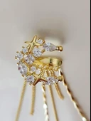 Yıldız Zirkon Taşlı Model Kıkırdak Sağ Kulak Gold Renk Küpe - 3