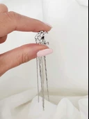 Yıldız Zirkon Taşlı Model Kıkırdak Sağ Kulak Gümüş Renk Küpe - 1