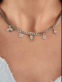 Nazar Kanat Yonca Kutup Yıldızı Figürlü Gurmet Zincir Model Silver Kolye - 3