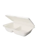 Şeker Kamışından Ekolojik 2 Bölmeli Yemek Kabı - 50 Adet - 1