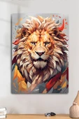 Aslan Metal Tablo, Sarı Kırmızı, Dekoratif - 1